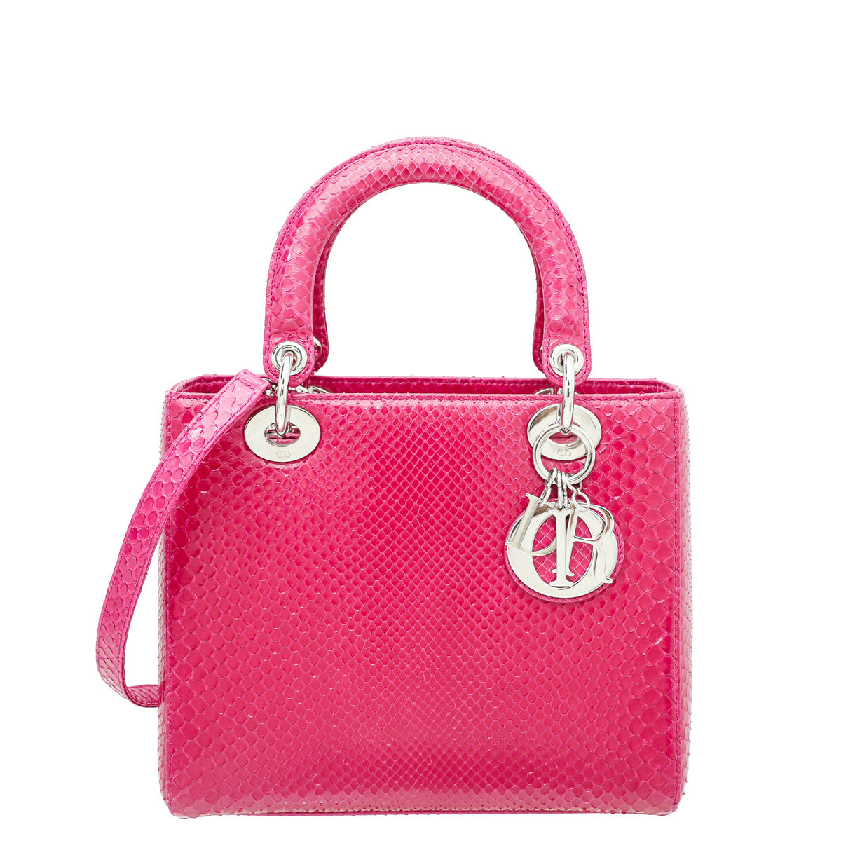 Christian Dior Fuchsia Python Lady Dior Medium Bag