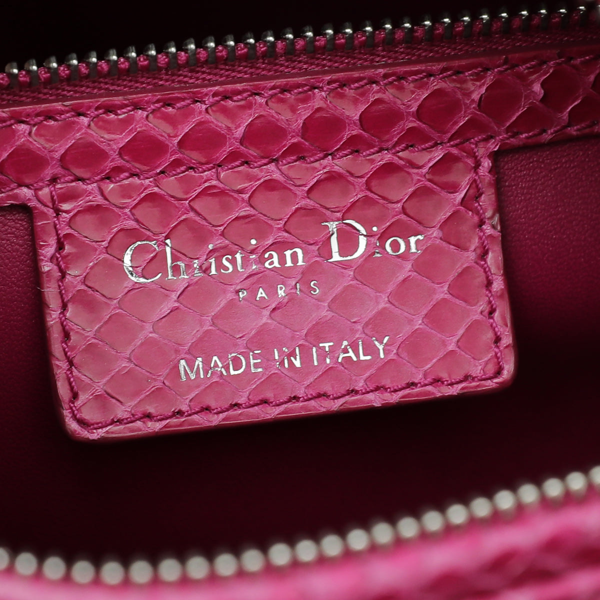 Christian Dior Fuchsia Python Lady Dior Medium Bag