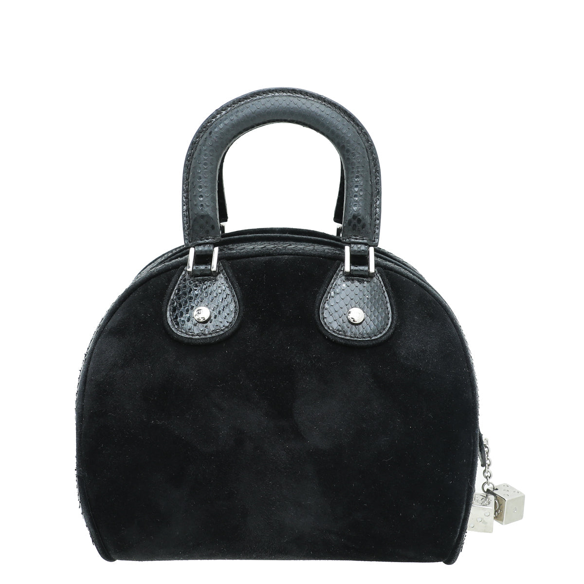 Christian Dior Black Gambler Dice Suede Python Bowling Bag