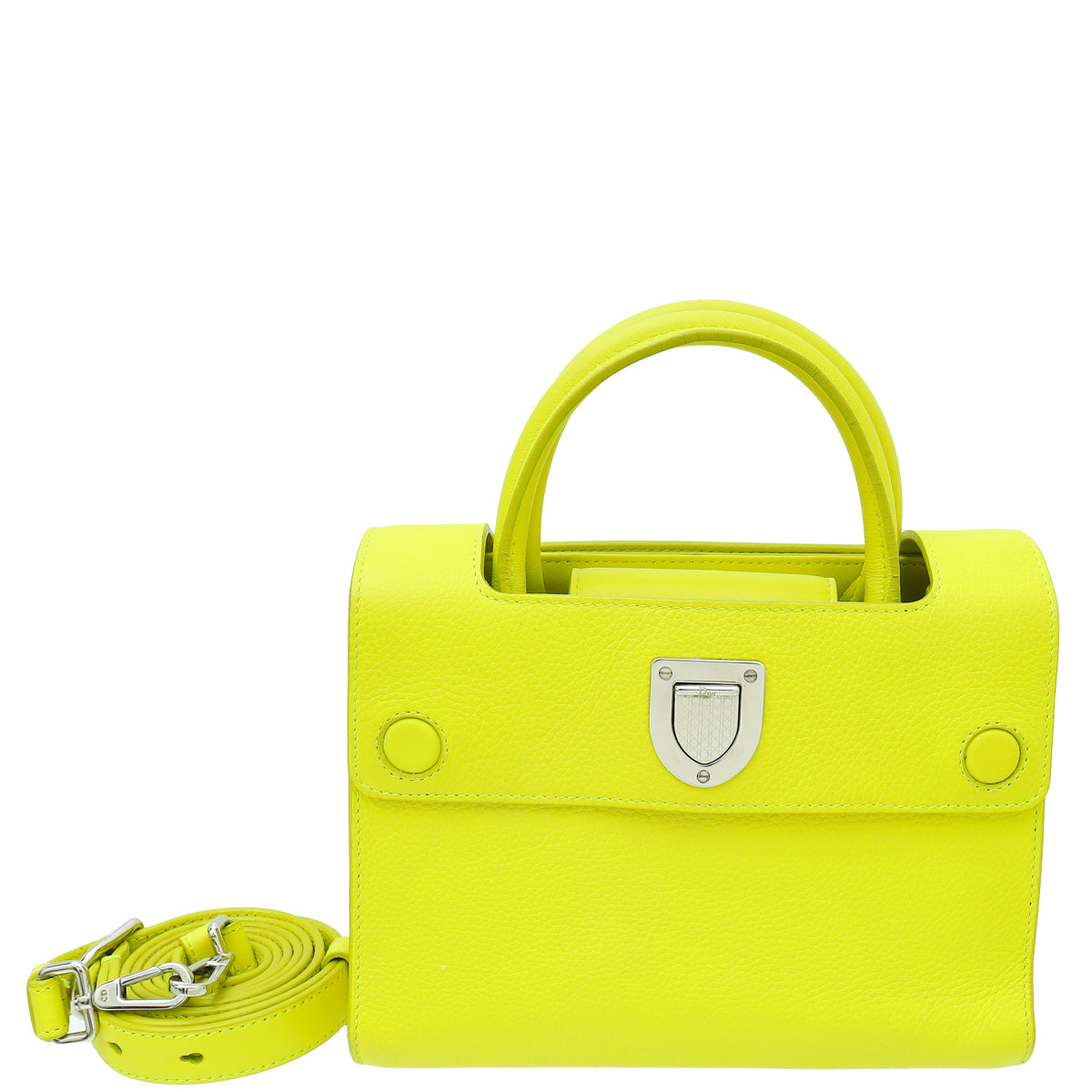 Christian Dior Neon Yellow Diorever Mini Top Handle Bag