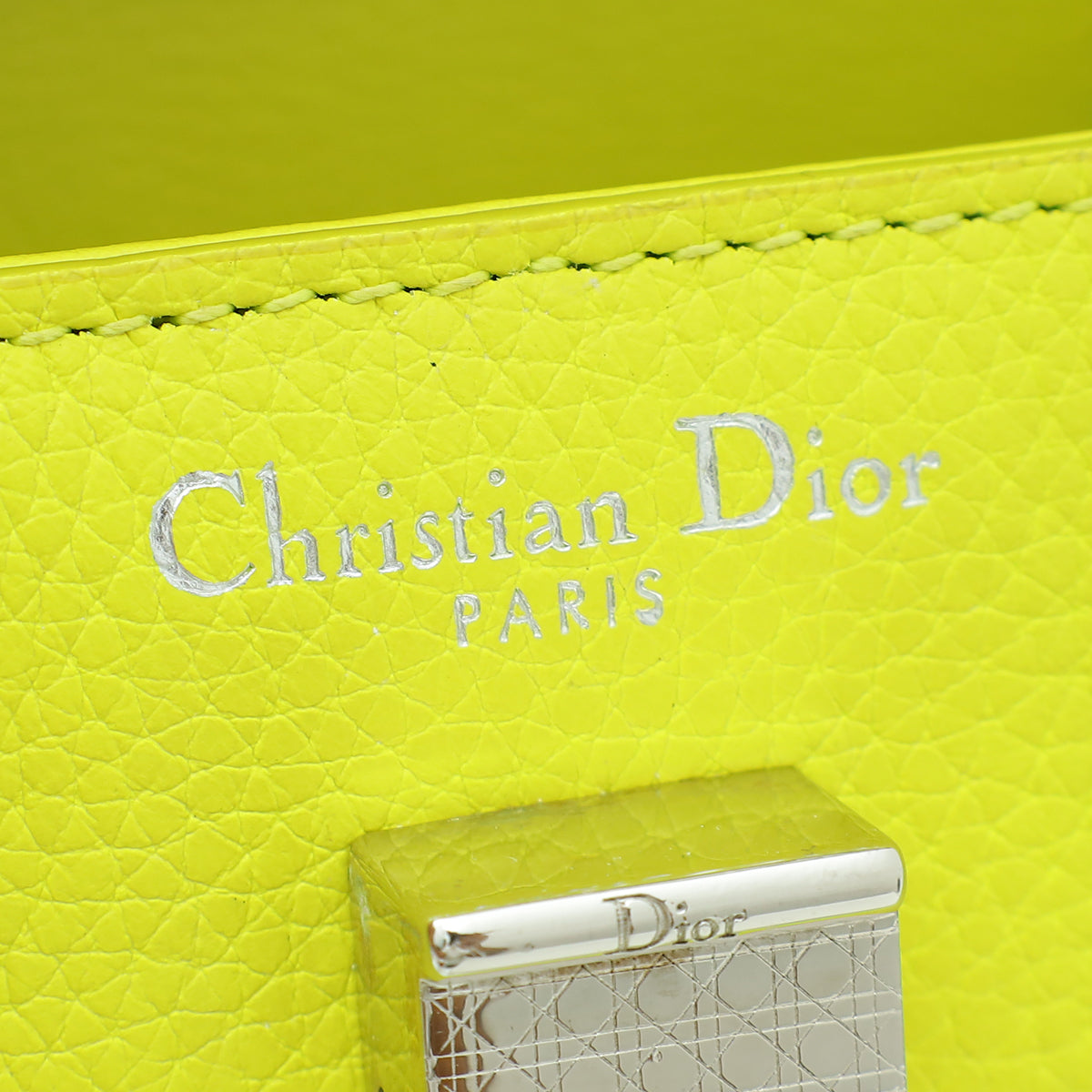 Christian Dior Neon Yellow Diorever Mini Top Handle Bag