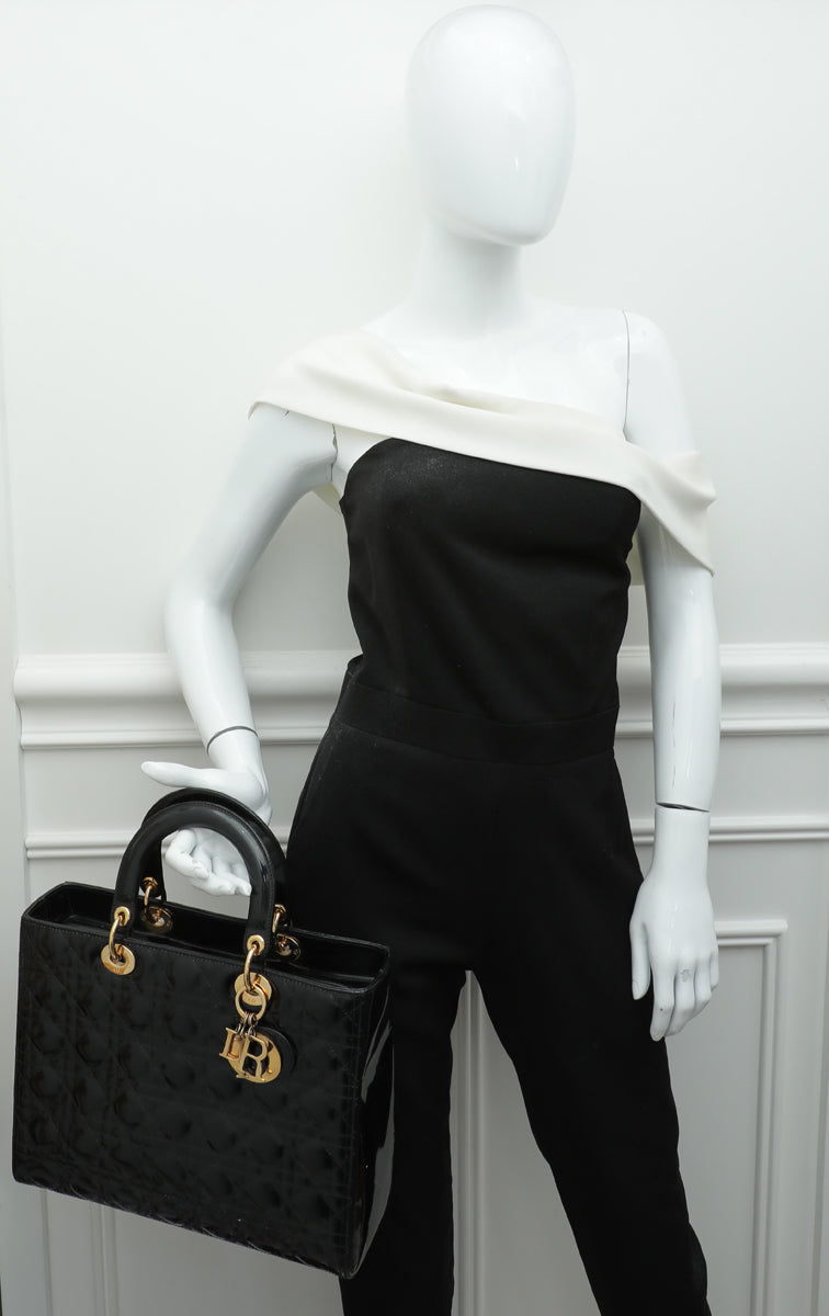 Christian Dior Black Lady Dior Large Bag