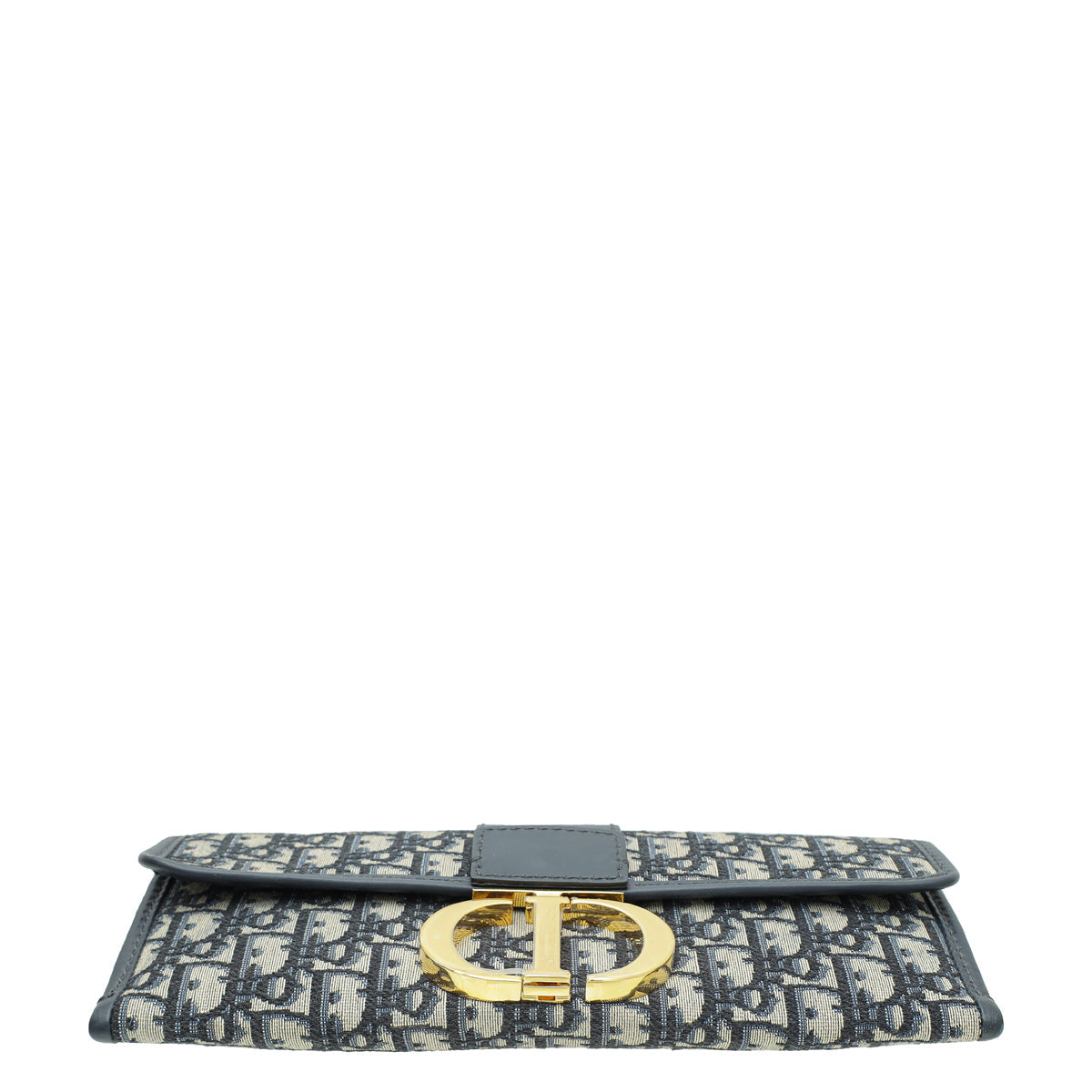 Christian Dior Navy Blue Oblique 30 Montaigne Chain Clutch