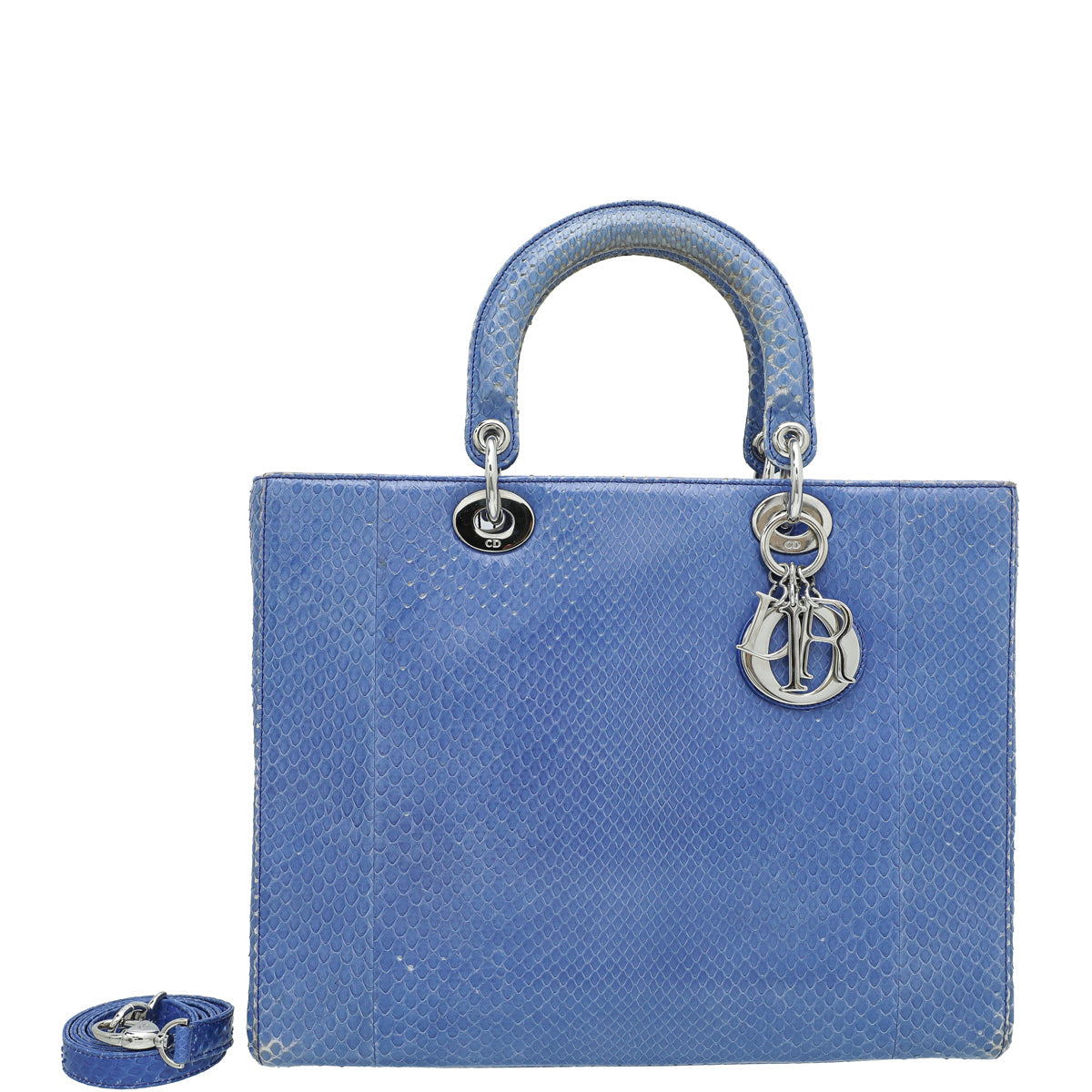 Christian Dior Blue Python Lady Dior Large Bag