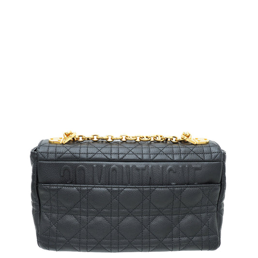 Christian Dior Black Caro Quilted Macrocannage Medium Bag