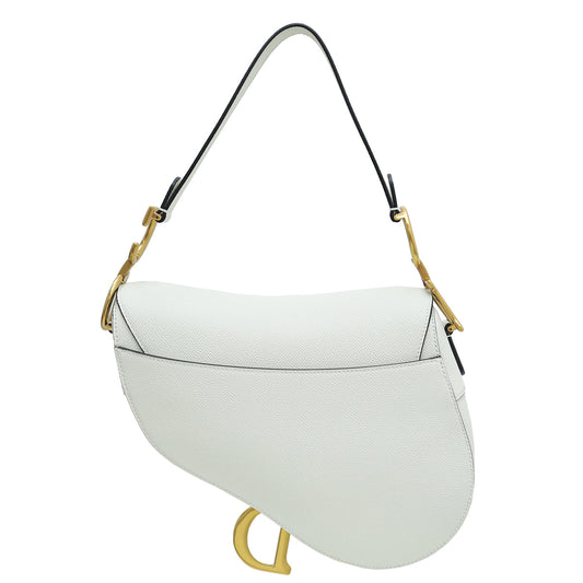 Christian Dior White Saddle Medium Bag