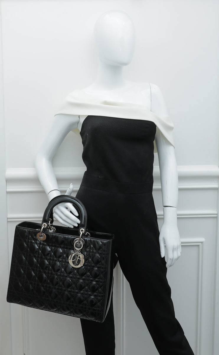 Christian Dior Black Lady Dior Large Bag