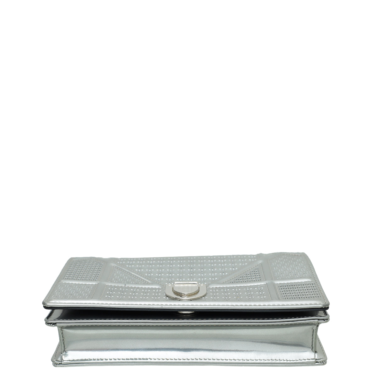 Christian Dior Silver Diorama Microcannage Wallet On Chain