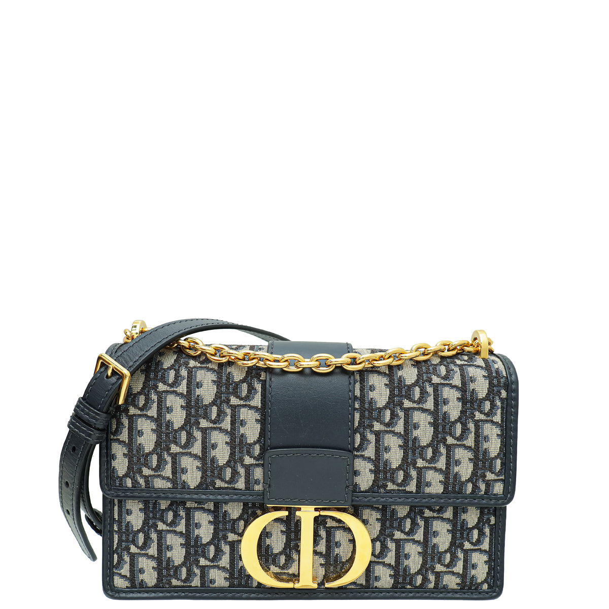 Christian Dior Navy Blue 30 Montaigne Oblique Flap Chain Bag