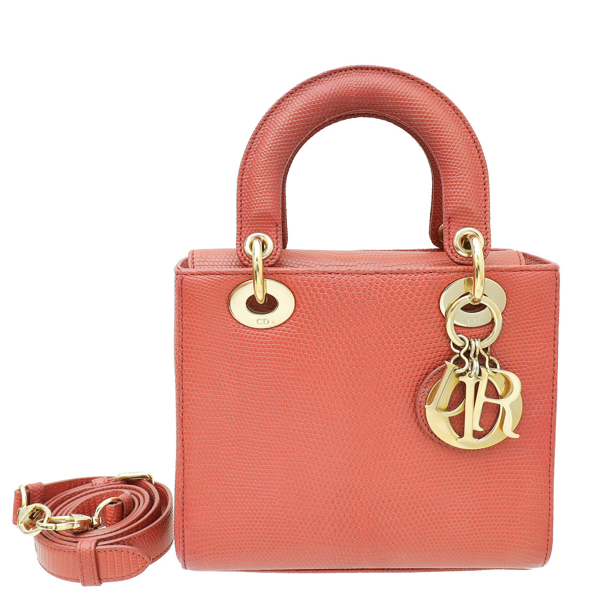 Christian Dior Old Rose Lizard Lady Dior Small Bag