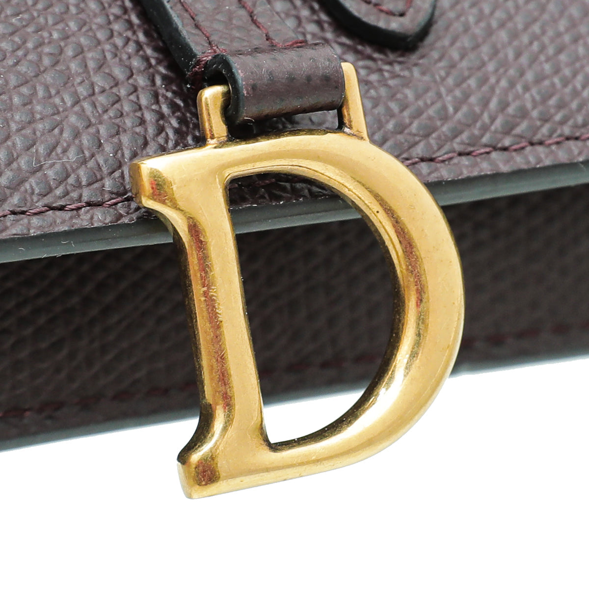 Christian Dior Burgundy Saddle Wallet On Chain