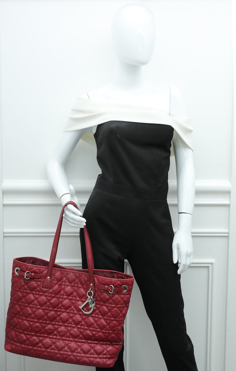 Christian Dior Red Nylon Panarea Tote Bag