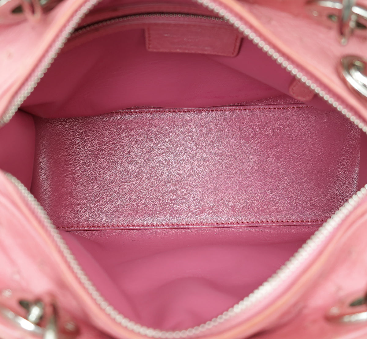 Christian Dior Pink Ostrich Lady Dior Medium Bag