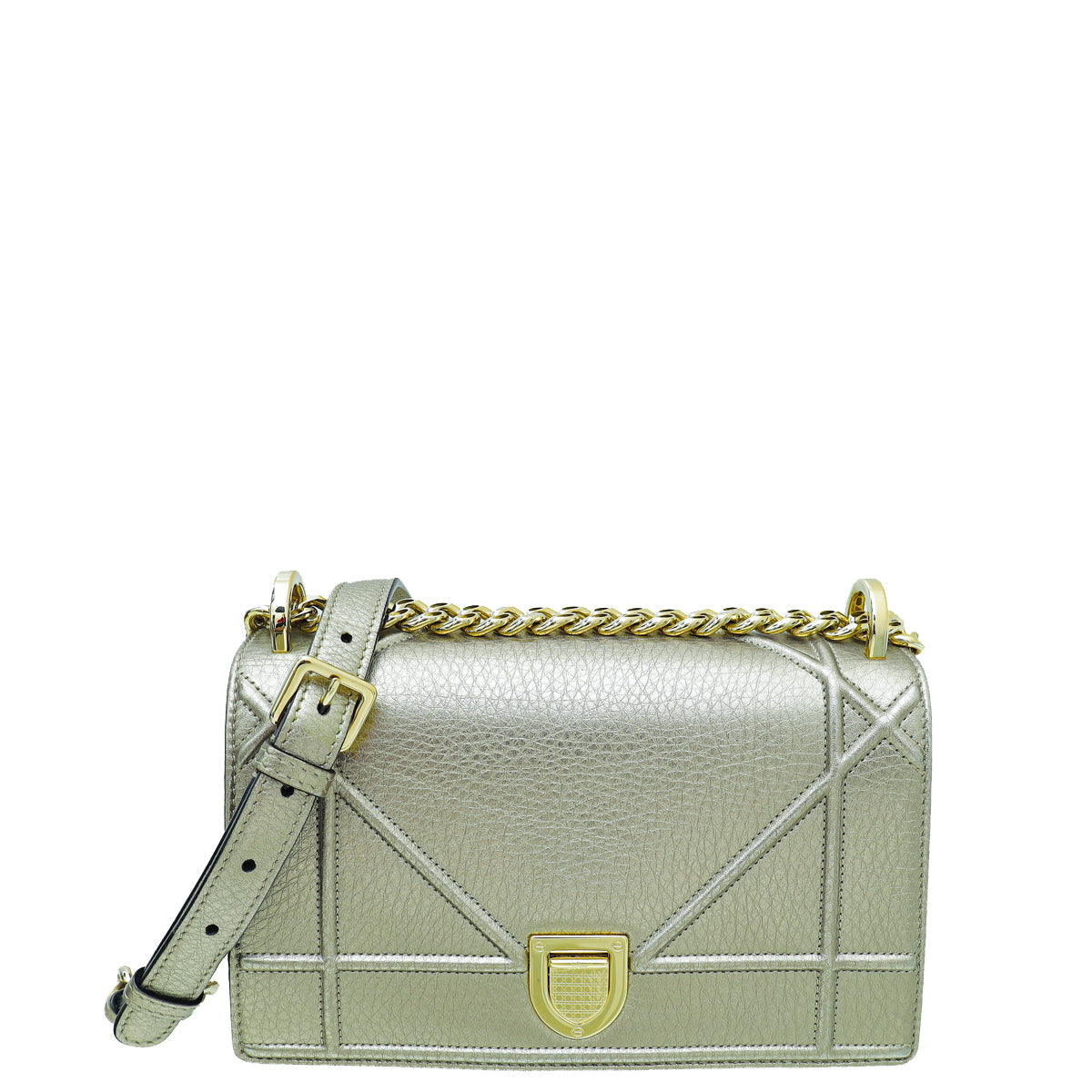 Christian Dior Metallic Champagne Diorama Small Shoulder Bag