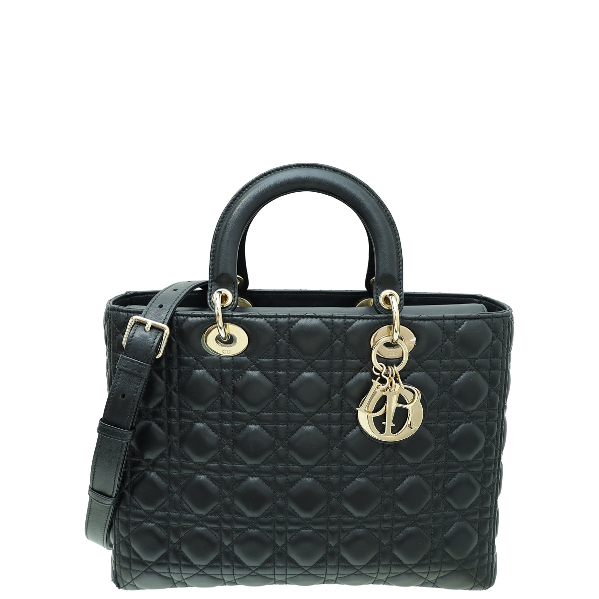 Christian Dior Black Flap Lady Dior Large Bag