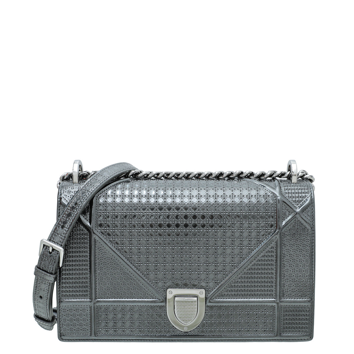 Christian Dior Dark Grey Micro Cannage Diorama Medium Bag