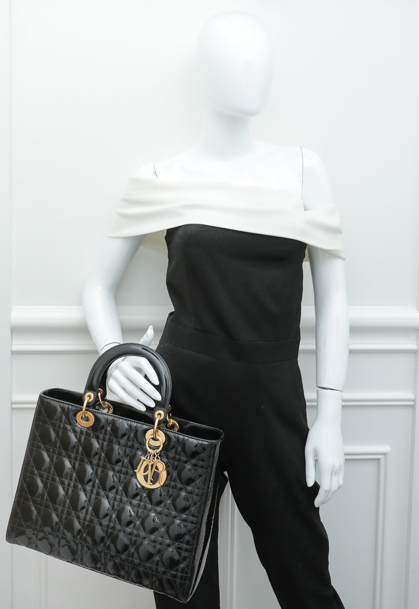 Christian Dior Black Lady Dior Large Bag