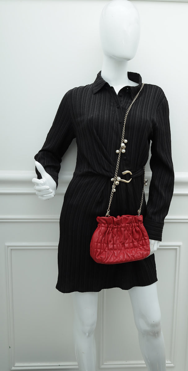 Christian Dior Red Gaufre Cannage Delices Mini Bag