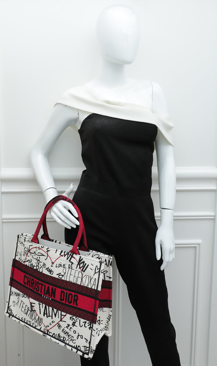 Christian Dior Multicolor Book Tote Dioramour Graffiti Medium Bag