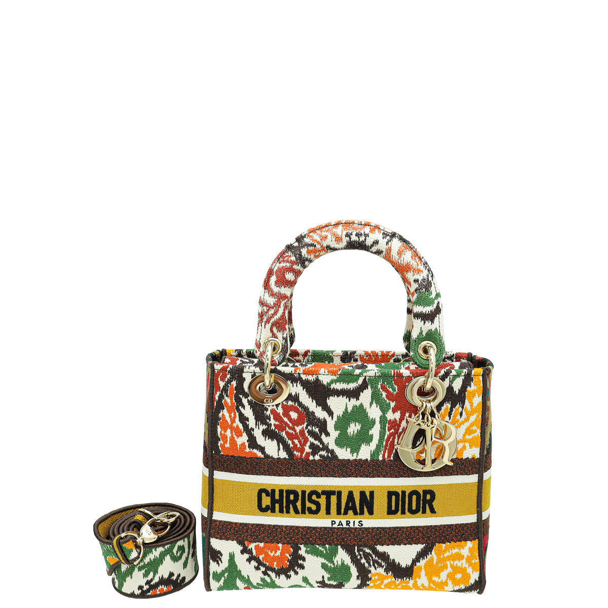 Christian Dior Multicolor Lady D-Lite Paisley Embroidery Medium Bag