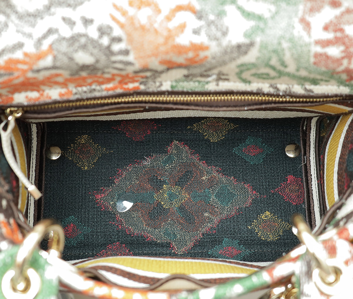 Christian Dior Multicolor Lady D-Lite Paisley Embroidery Medium Bag