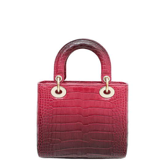 Christian Dior Red Ombre Alligator Lady Dior Small Bag