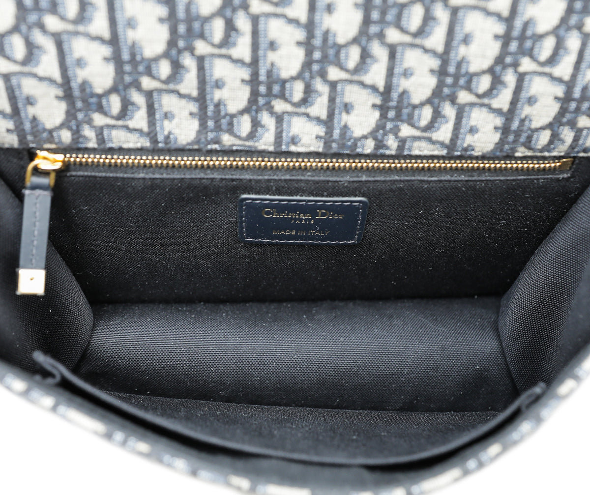 Christian Dior Navy Blue 30 Montaigne Oblique Flap Chain Bag