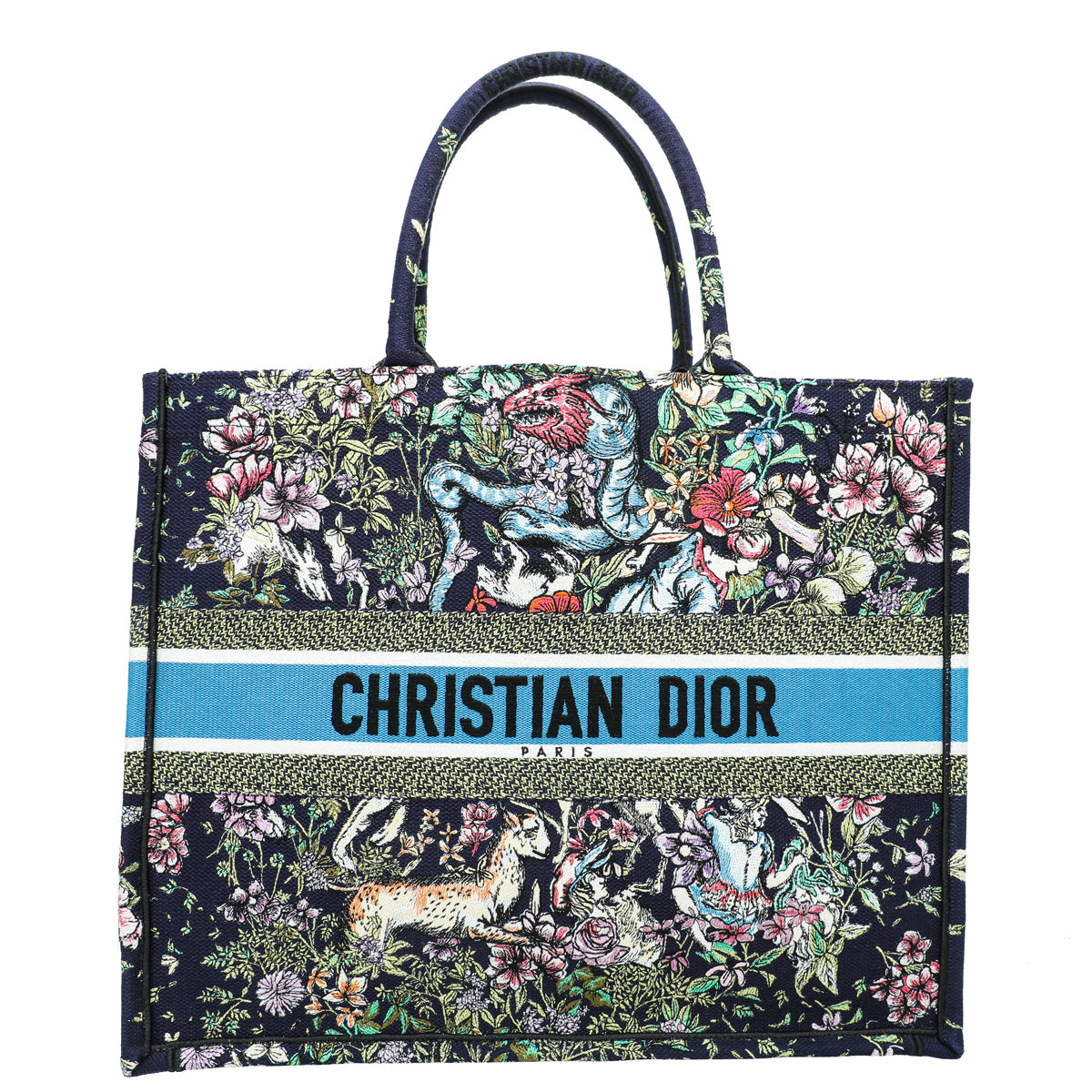 Christian Dior Navy Multicolor Embroidered D-Constellation Book Tote Large Bag