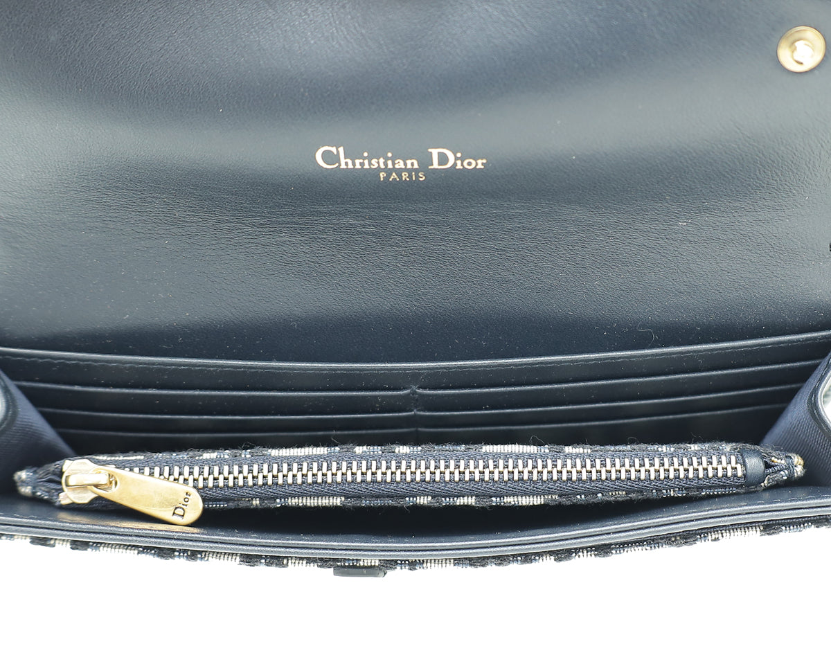 Christian Dior Navy Blue Saddle Oblique Chain Wallet