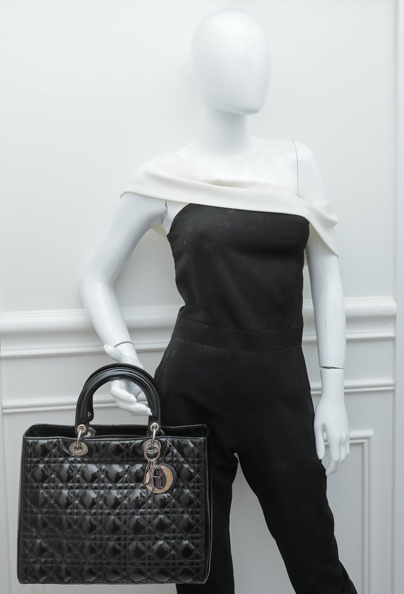 Christian Dior Black Lady Dior Large Bag