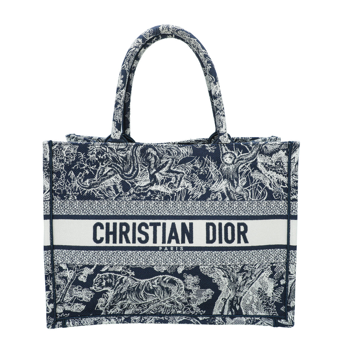 Christian Dior Navy Blue Toile De Jouy Book Tote Medium Bag