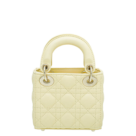 Christian Dior Light Yellow Lambskin Micro Bag