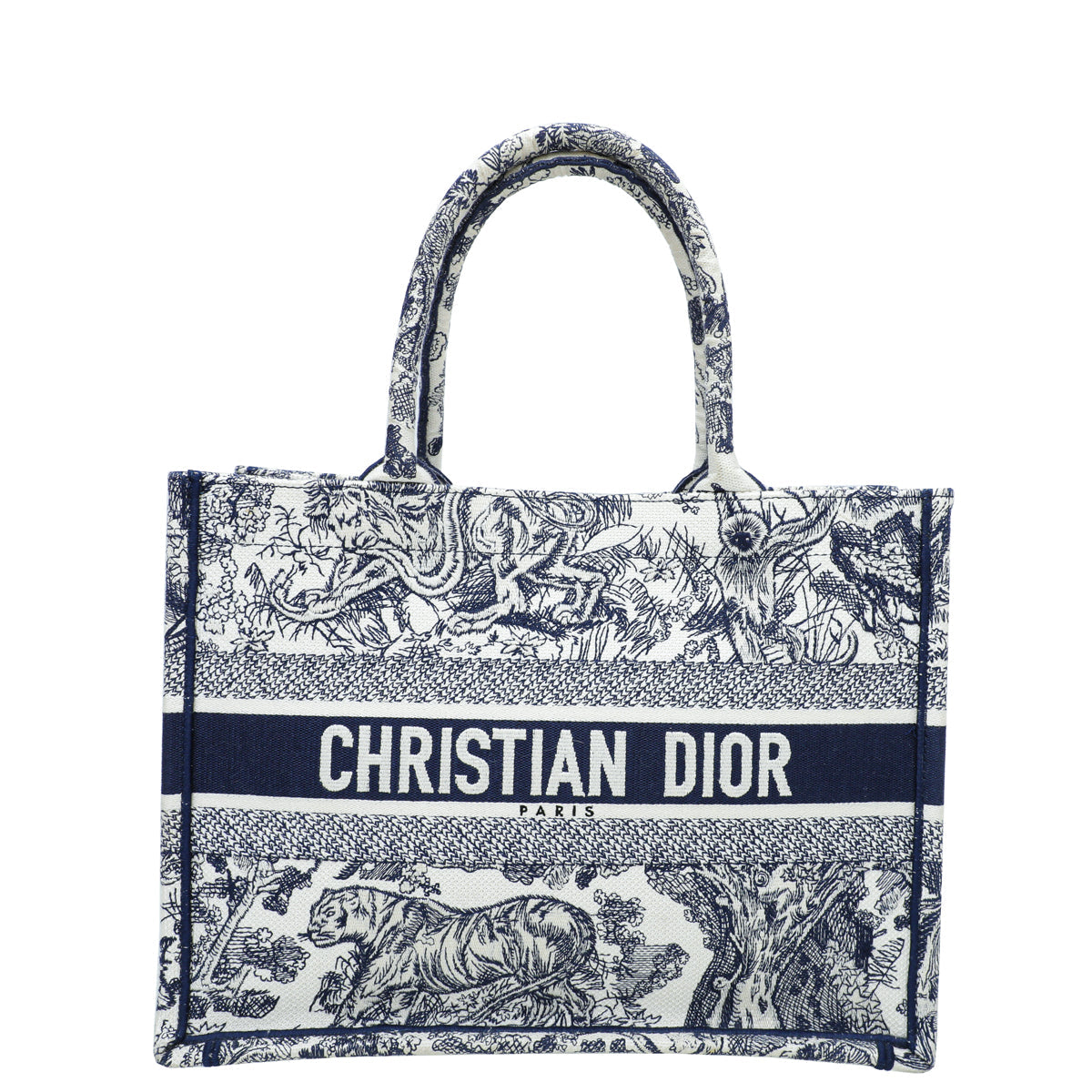 Christian Dior Navy Blue Toile De Jouy Book Tote Medium Bag