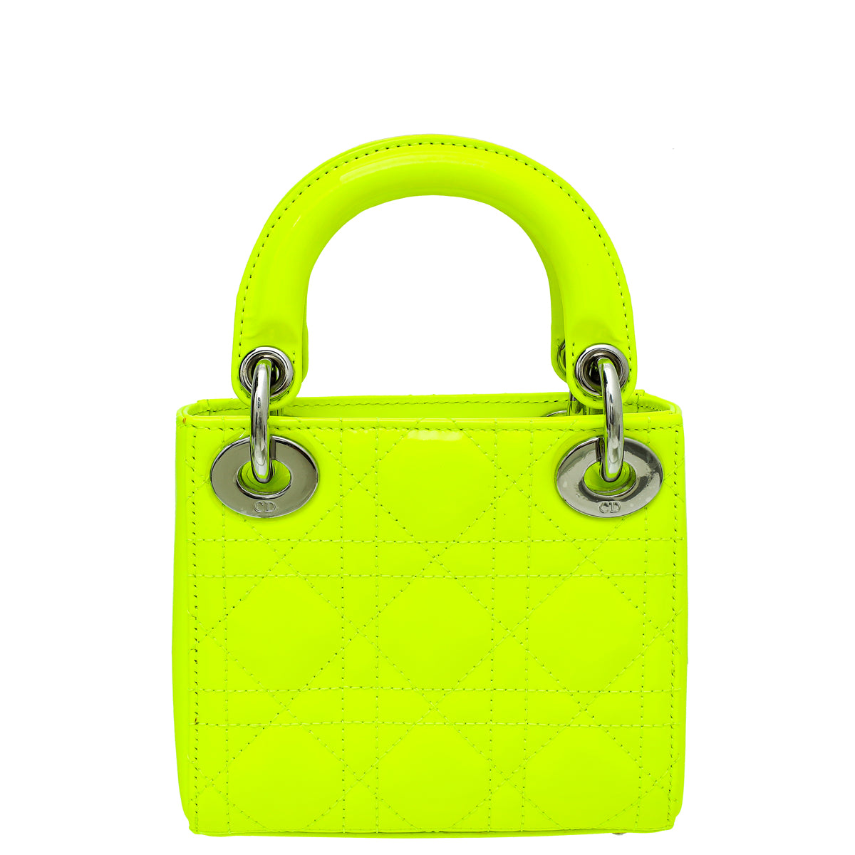 Christian Dior Neon Green Micro Lady Dior Bag with Embroidered Patch