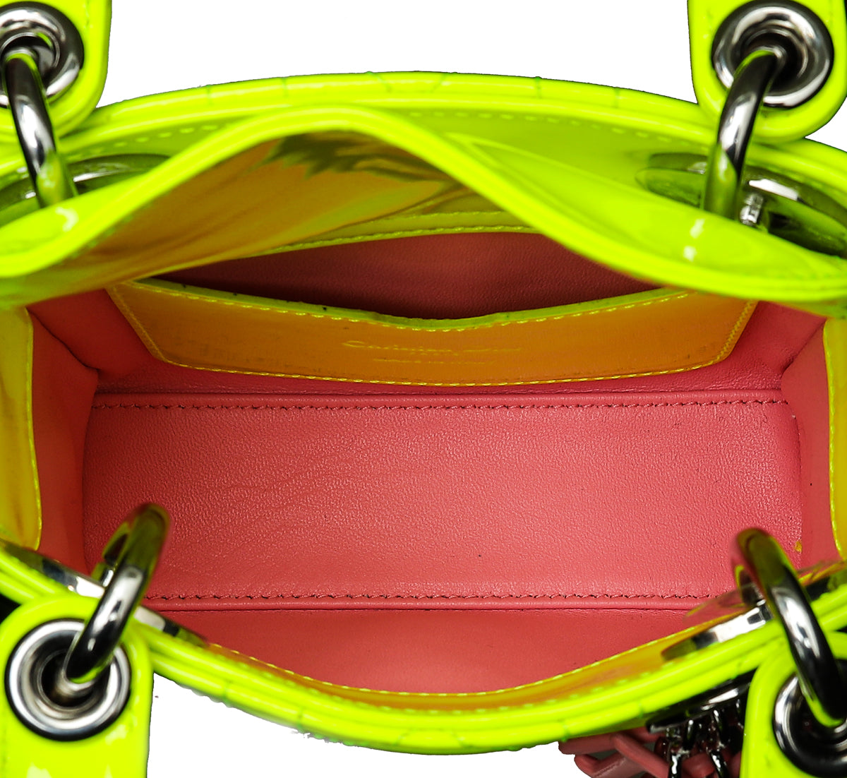 Christian Dior Neon Green Micro Lady Dior Bag with Embroidered Patch