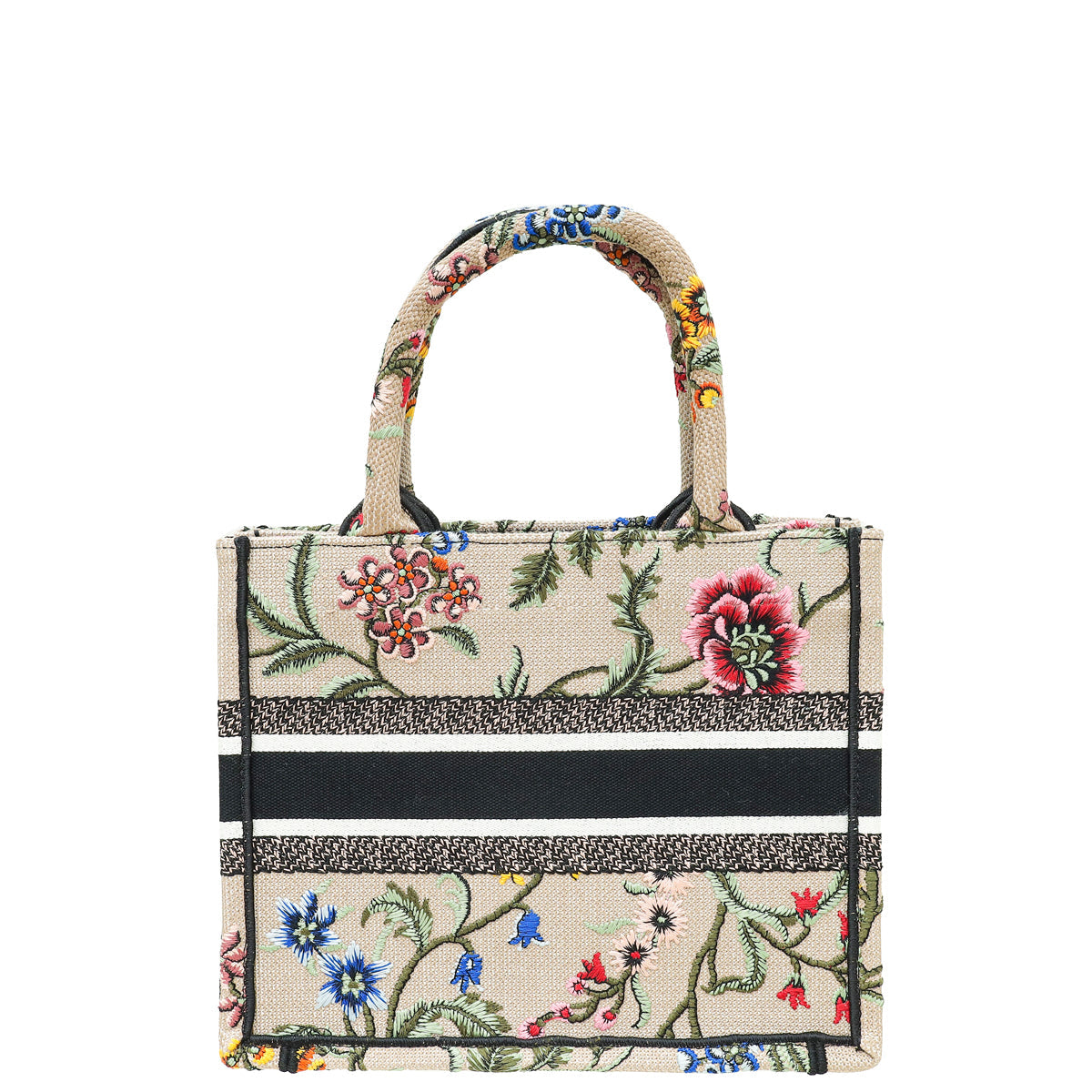 Christian Dior Beige Multicolor Embroidered Petites Fleur Small Book Tote Bag