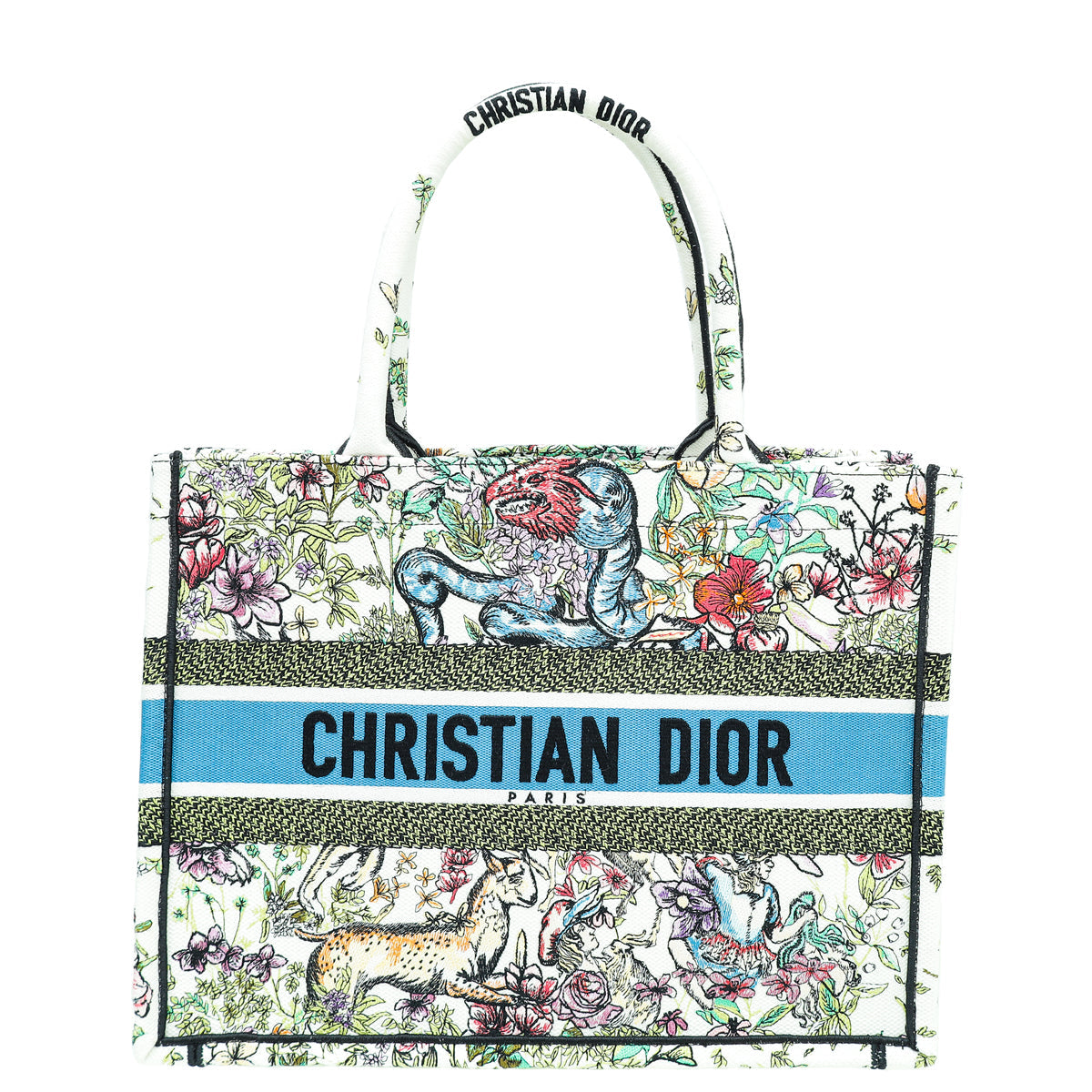 Christian Dior Multicolor Book Tote Latte D-Constellation Embroidery Medium Bag