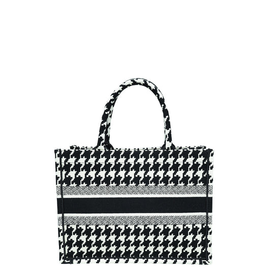 Christian Dior Bicolor Book Tote Macro Houndstooth Embroidery Medium Bag