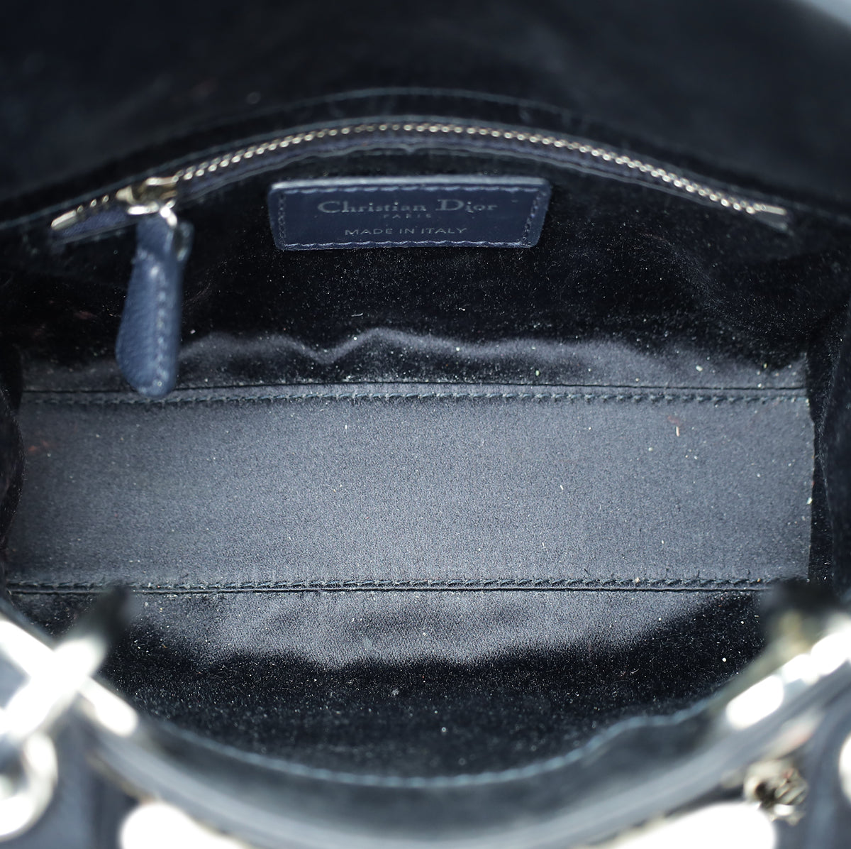 Christian Dior Black Satin Strass Cannage Lady Dior Mini Bag