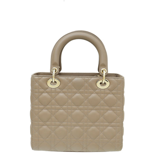 Christian Dior Warm Taupe Lady Dior Medium Bag