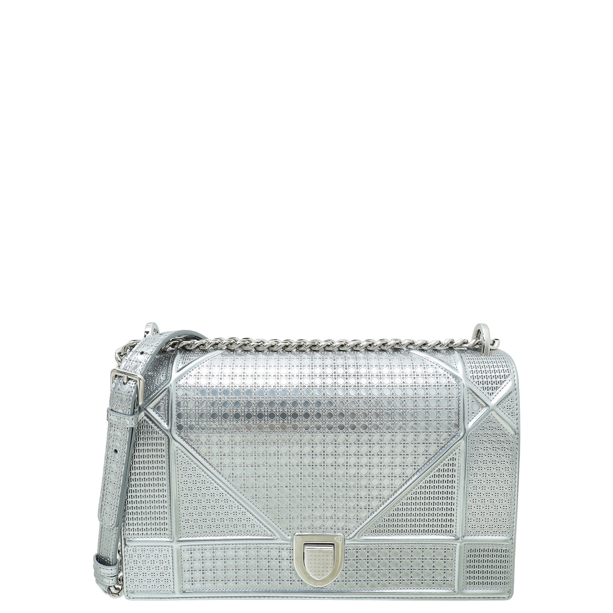 Christian Dior Silver Diorama Micro Cannage Large Bag