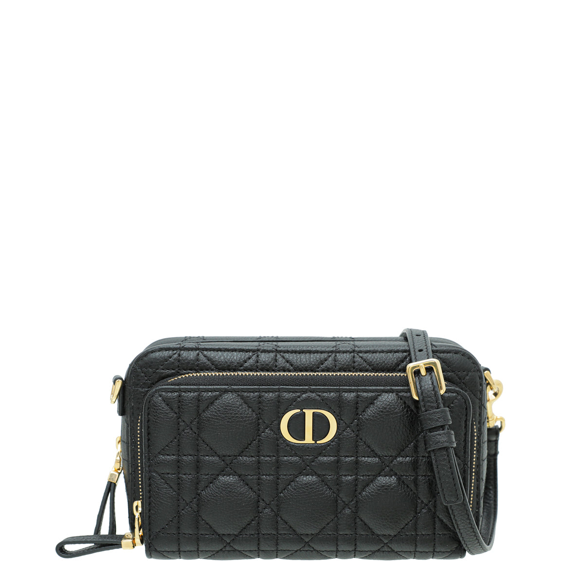 Christian Dior Black Caro Double Pouch Bag