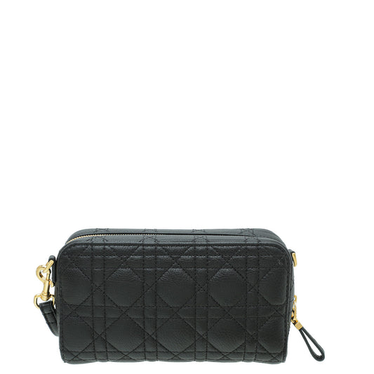 Christian Dior Black Caro Double Pouch Bag