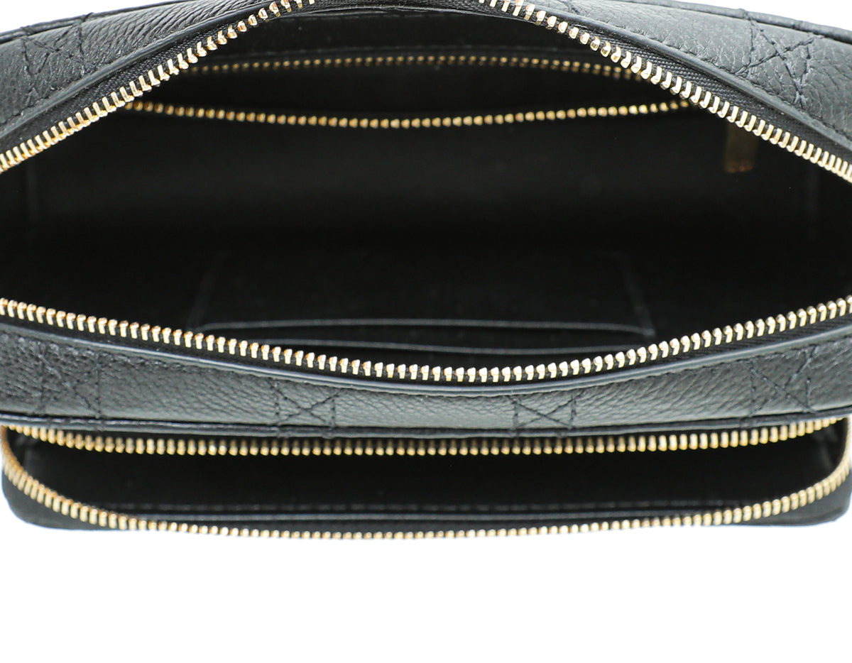 Christian Dior Black Caro Double Pouch Bag