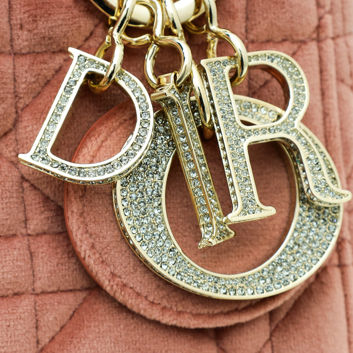 Christian Dior Pink Velvet Lady Dior Mini Chain Bag