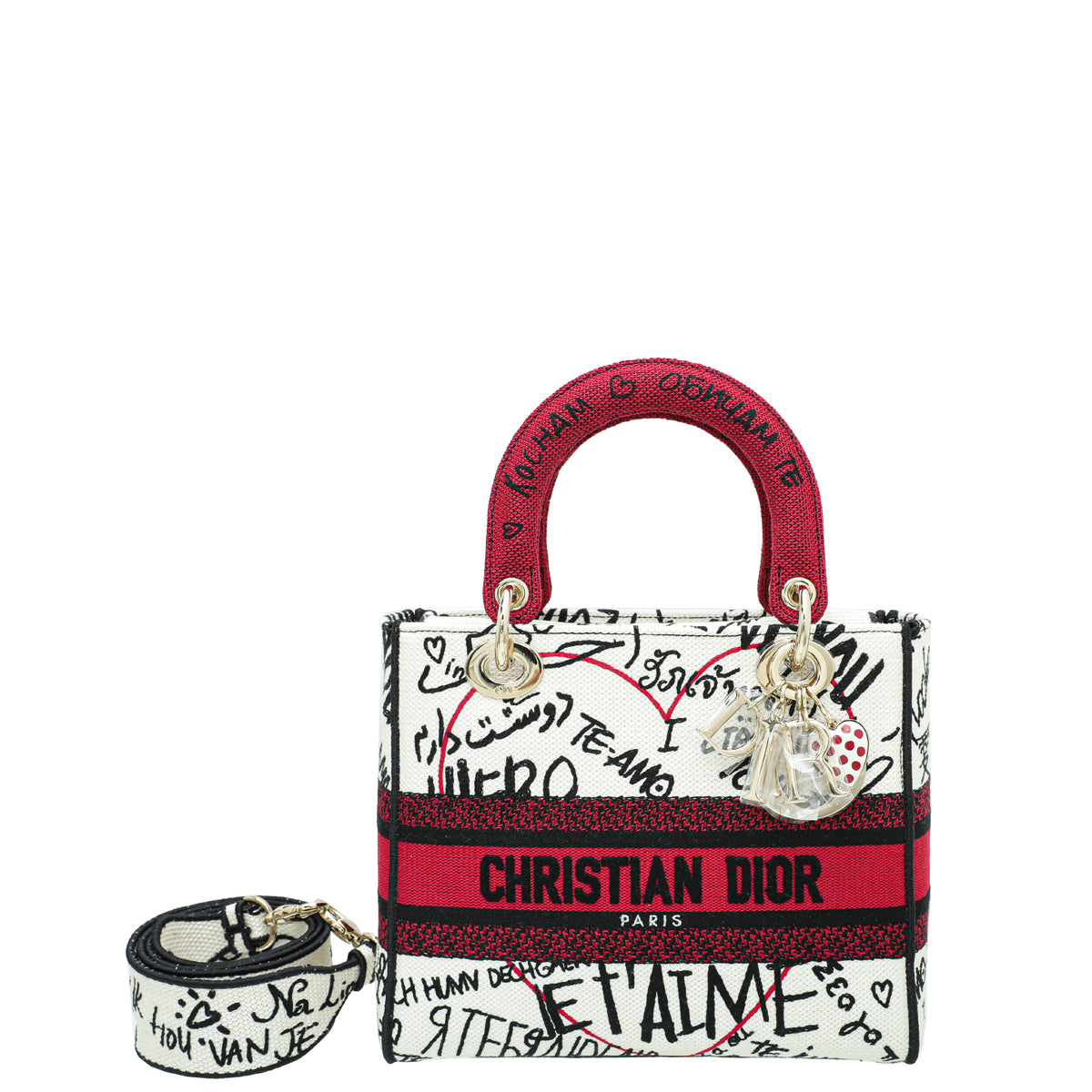 Christian Dior Multicolor Lady Dior D-Lite Dioramour Graffiti Medium Bag