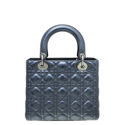 Christian Dior Navy Blue Lady Dior Pearly Medium Bag