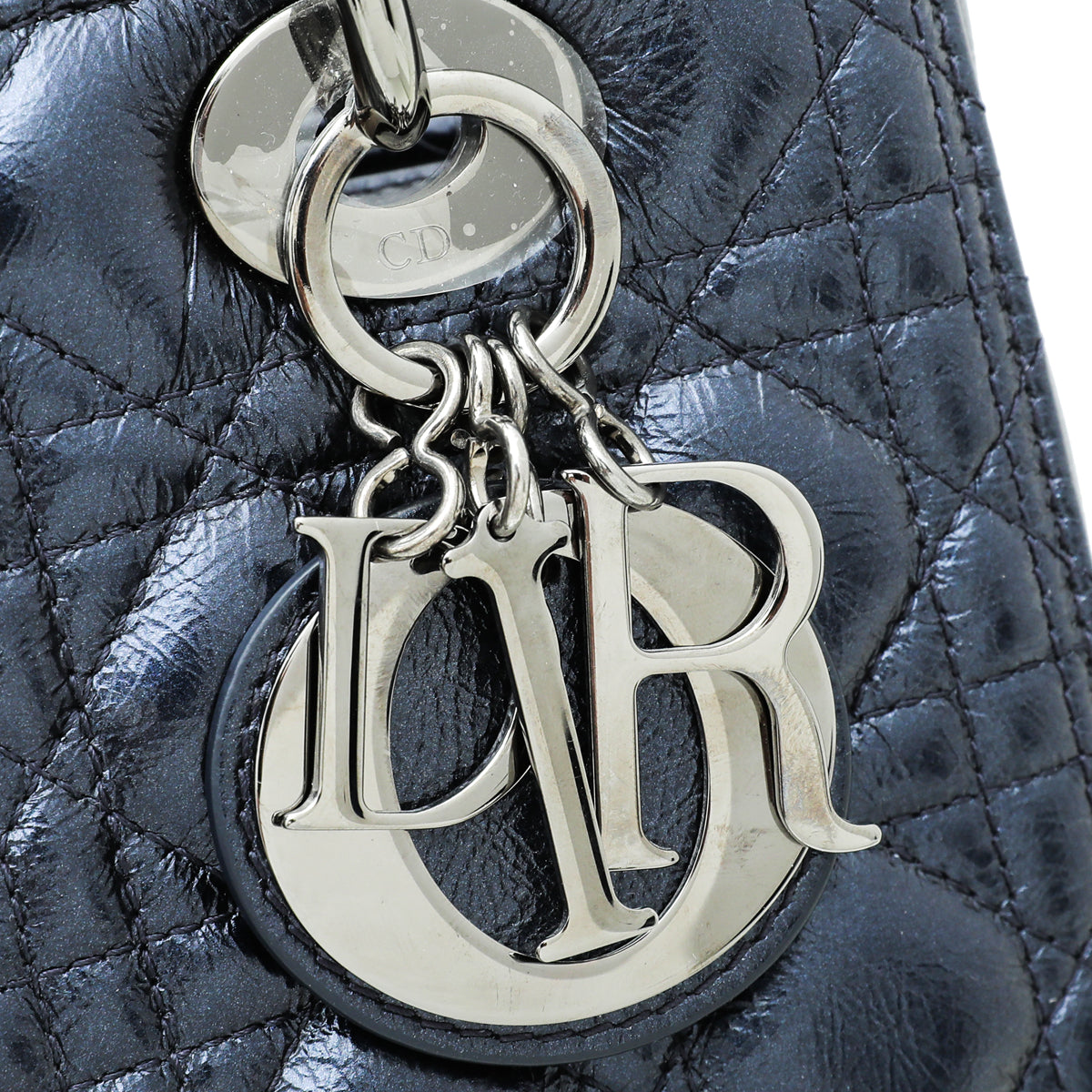 Christian Dior Navy Blue Lady Dior Pearly Medium Bag