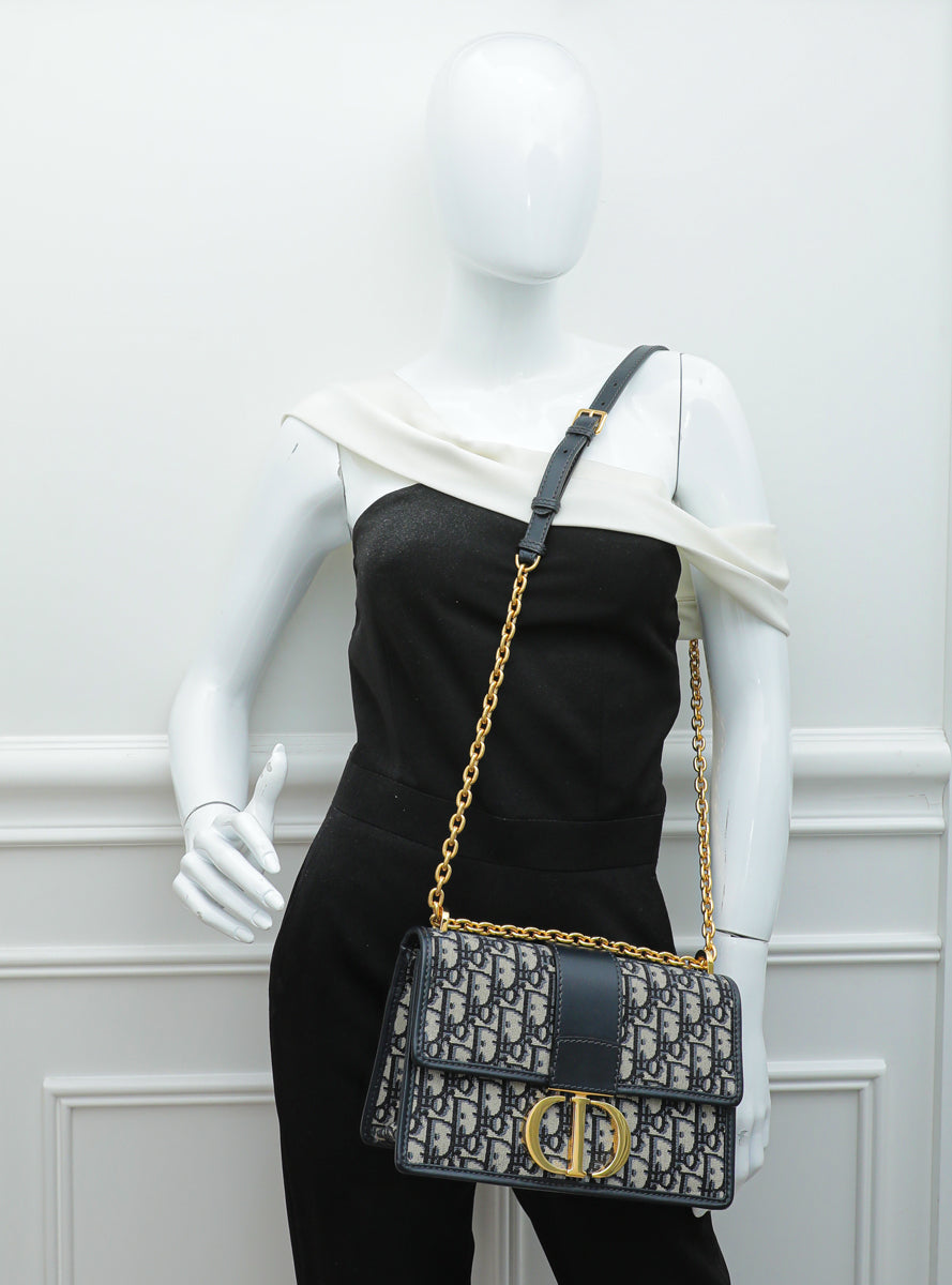 Christian Dior Navy Blue 30 Montaigne Flap Chain Medium Bag