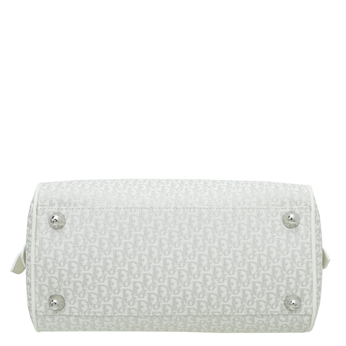 Christian Dior White Oblique Gambler Dice Bowler Bag